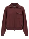 Brunello Cucinelli Collared Neck Sweatshirt With Shiny Flap Detail In Brown