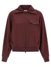 Brunello Cucinelli Collared Neck Sweatshirt With Shiny Flap Detail In Burgundy