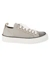 Brunello Cucinelli Monili-detailed Lurex Sneakers In Sand