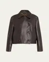 Brunello Cucinelli Shiny Leather Double-breasted Jacket In Chocolate
