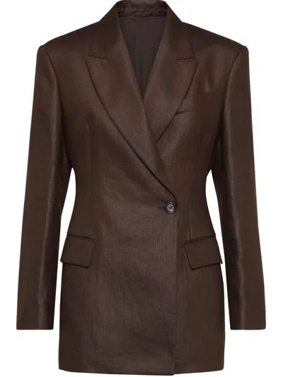 Brunello Cucinelli Shiny Linen Jacket With Shiny Details