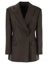 Brunello Cucinelli Linen Blazer Jacket In Brown
