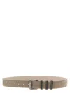 Brunello Cucinelli Suede Accessory Featuring Multiple Holes In Gray