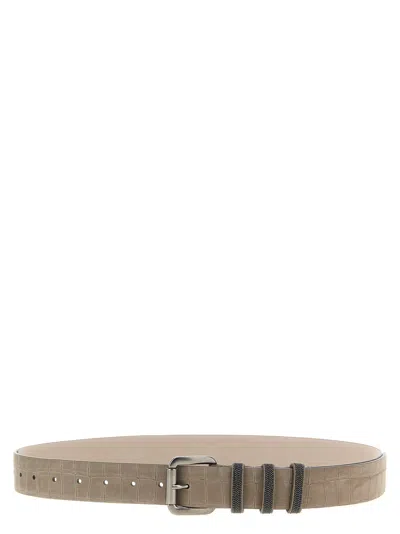 BRUNELLO CUCINELLI SHINY LOOPS BELTS GRAY
