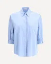 Brunello Cucinelli Oversized Light Blue Shirt With Monile Detail In Cotton Blend Woman