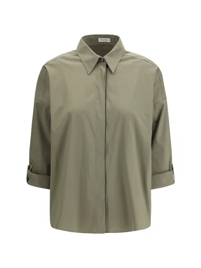 Brunello Cucinelli Shiny Monili Shirt In Green