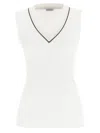 Brunello Cucinelli Stretch-cotton V-neck Top