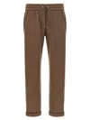 Brunello Cucinelli Cotton-silk Blend Joggers With Side Monile Detail In Brown