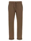 Brunello Cucinelli Cotton-silk Blend Joggers With Side Monile Detail