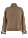 Brunello Cucinelli Shiny Shirt Details Sweaters And Cardigans Brown In Multi