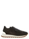 Brunello Cucinelli Suede Leather Sneakers With Contrasting Laces In Brown