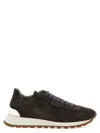 Brunello Cucinelli Suede Leather Sneakers With Contrasting Laces In Brown