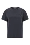 Brunello Cucinelli Navy Blue Solid Crew Neck T-shirt In Blue