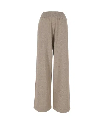 Brunello Cucinelli Shiny Tabbed Knitted Track Trousers In Gray