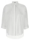 Brunello Cucinelli Oversized White Shirt With Monile Detail In White