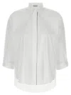 Brunello Cucinelli Oversized White Shirt With Monile Detail In White
