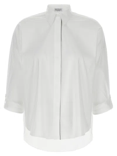 BRUNELLO CUCINELLI SHINY TRIM SHIRT AND BLOUSE WHITE