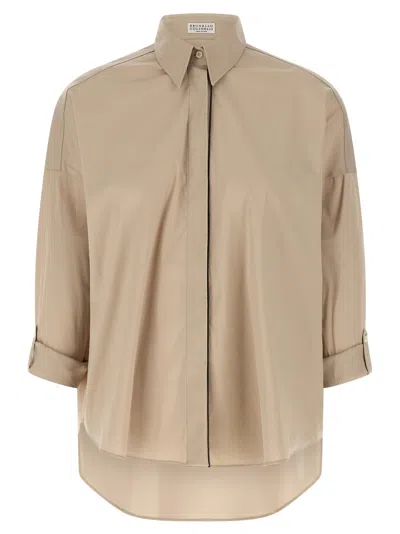 Brunello Cucinelli 'shiny Trim' Shirt In Neutral