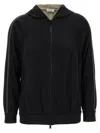 Brunello Cucinelli Shiny Trims Hoodie In Black