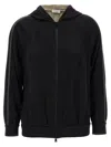 Brunello Cucinelli Shiny Trims Hoodie In Black