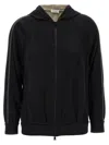 Brunello Cucinelli Shiny Trims Hoodie In Black