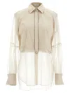 Brunello Cucinelli Monili-chain Panelled Shirt In Beige