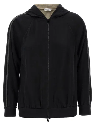 Brunello Cucinelli Shiny Trims Sweatshirt Black
