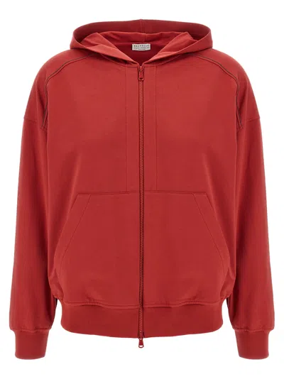 BRUNELLO CUCINELLI SHINY TRIMS SWEATSHIRT RED