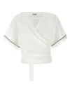 Brunello Cucinelli Techno Cotton-blend Poplin Kimono Top In White