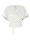 Brunello Cucinelli Monili Embellished Cropped Blouse In White
