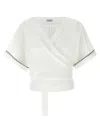 Brunello Cucinelli Monili Embellished Cropped Blouse In White