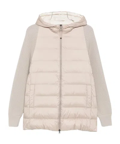 Brunello Cucinelli Shiny Zipped Pull Down Jacket In Brown
