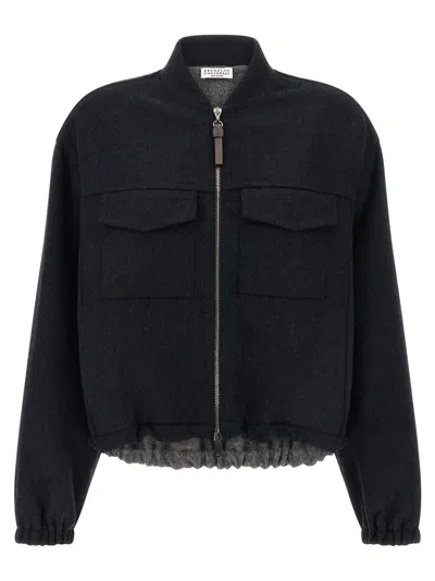 BRUNELLO CUCINELLI BRUNELLO CUCINELLI SHINY ZIPPER PULL' BOMBER JACKET