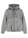 Brunello Cucinelli Shiny Zipper Pull Puffer Jackets Silver In Gray