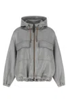 Brunello Cucinelli Shiny Zipper Pull Puffer Jackets Silver In Silver