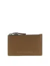 Brunello Cucinelli Shiny Zipper Pull Card Holder In Brown