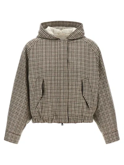 Brunello Cucinelli Shiny Zipper Pull Casual Jackets And Parka Beige
