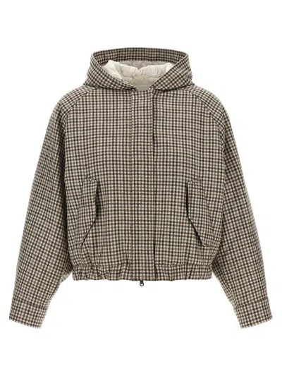BRUNELLO CUCINELLI BRUNELLO CUCINELLI 'SHINY ZIPPER PULL' CHECK JACKET