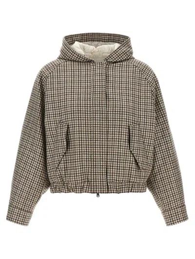 BRUNELLO CUCINELLI BRUNELLO CUCINELLI 'SHINY ZIPPER PULL' CHECK JACKET