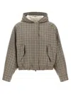 Brunello Cucinelli Shiny Zipper Pull Casual Jackets And Parka Beige In Gray