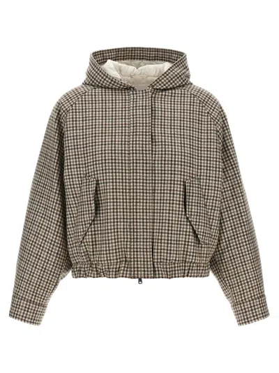 BRUNELLO CUCINELLI BRUNELLO CUCINELLI SHINY ZIPPER PULL' CHECK JACKET