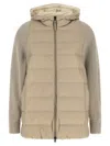 Brunello Cucinelli Shiny Zipper Pull Quilted Down Jacket In Neutral