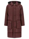 Brunello Cucinelli Shiny Zipper Pull Puffer Jackets Bordeaux In Burgundy