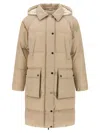 Brunello Cucinelli Shiny Zipper Pull Down Jacket In Brown