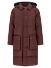 Brunello Cucinelli Shiny Zipper Pull Puffer Jackets Bordeaux In Brown