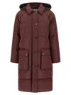 Brunello Cucinelli Shiny Zipper Pull Puffer Jackets Bordeaux In Gray