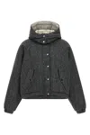 Brunello Cucinelli 'shiny Zipper Pull' Down Jacket In Gray