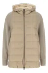 Brunello Cucinelli 'shiny Zipper Pull' Down Jacket In Neutral