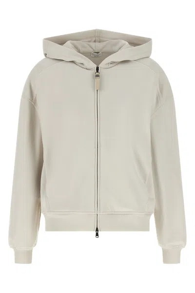 Brunello Cucinelli 'shiny Zipper Pull' Hoodie In Neutral