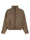 Brunello Cucinelli 'shiny Zipper Pull' Jacket In Brown